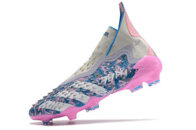 Adidas Predator Freak+ FG Firm Ground Soccer Cleats - Blue/Pink/White/Grey
