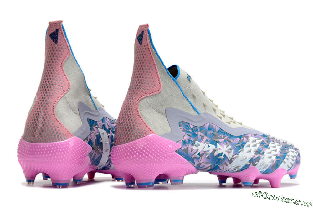 Adidas Predator Freak+ FG Firm Ground Soccer Cleats - Blue/Pink/White/Grey 6
