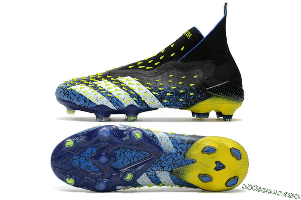 Adidas Predator Freak+ FG Firm Ground Soccer Cleats - Black/White/Blue 0