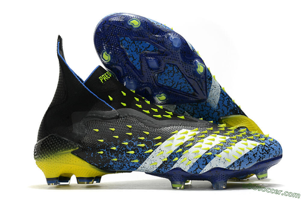 Adidas Predator Freak+ FG Firm Ground Soccer Cleats - Black/White/Blue 1