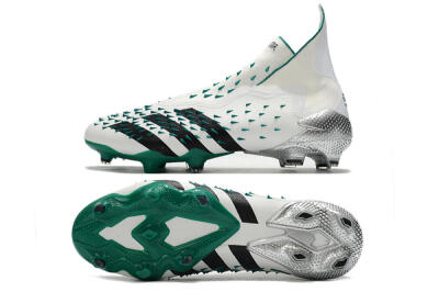 Adidas Predator Freak+ FG Firm Ground Soccer Cleats - White/Black/Green