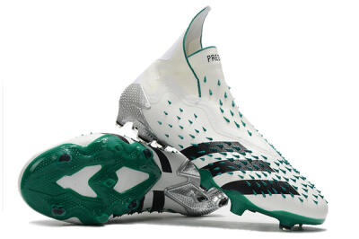 Adidas Predator Freak+ FG Firm Ground Soccer Cleats - White/Black/Green