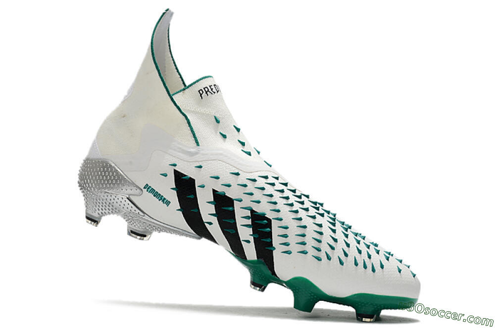 Adidas Predator Freak+ FG Firm Ground Soccer Cleats - White/Black/Green 4