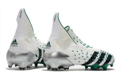Adidas Predator Freak+ FG Firm Ground Soccer Cleats - White/Black/Green