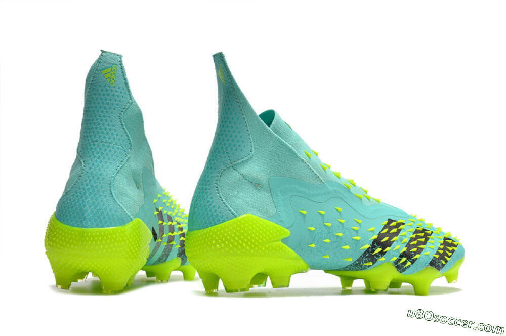 Adidas Predator Freak+ FG Firm Ground Soccer Cleats - Blue/Black/Green 6
