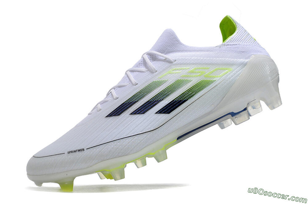 Adidas F50 Adizero FG Firm Ground Soccer Cleats - White/Black/Yellow 5