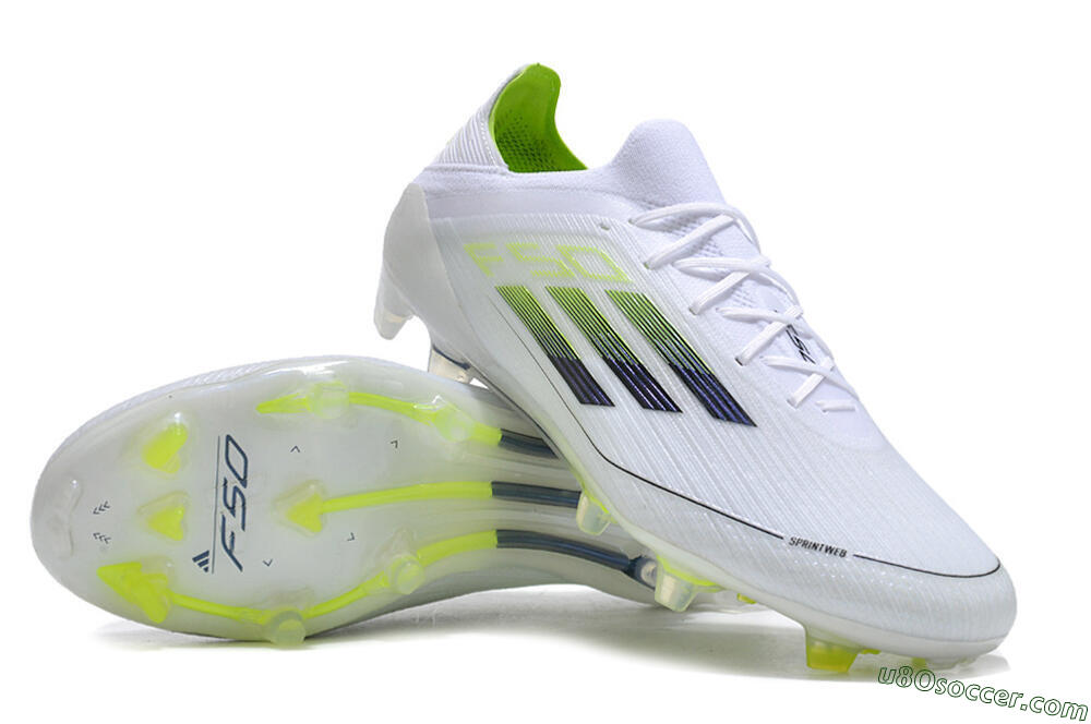Adidas F50 Adizero FG Firm Ground Soccer Cleats - White/Black/Yellow 3