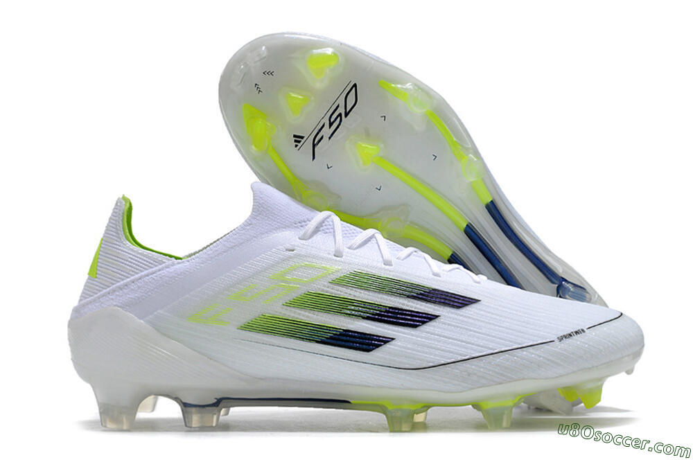 Adidas F50 Adizero FG Firm Ground Soccer Cleats - White/Black/Yellow 1