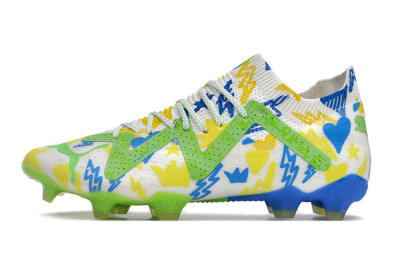 Puma Future Ultimate DNA FG Firm Ground Soccer Cleats - White/Blue/Yellow/Green