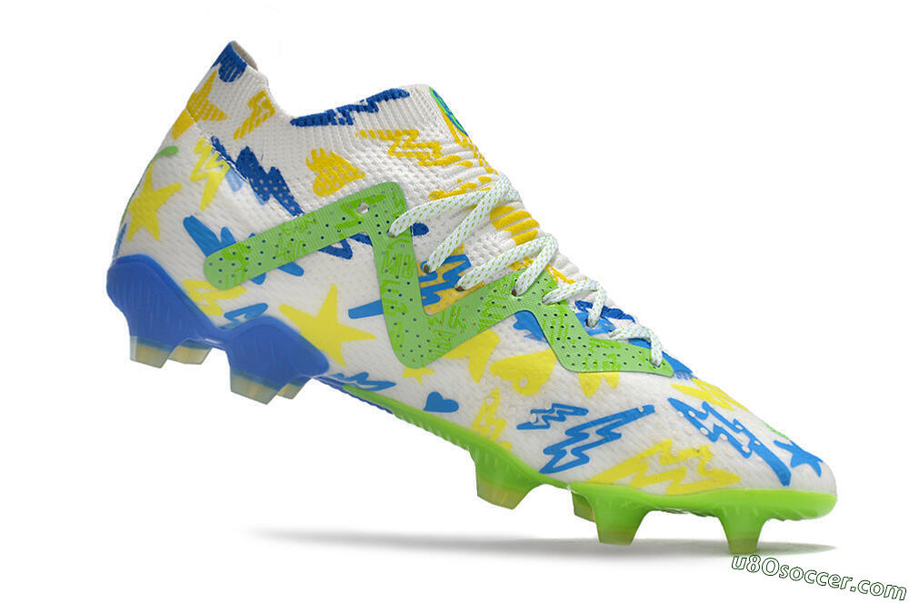 Puma Future Ultimate DNA FG Firm Ground Soccer Cleats - White/Blue/Yellow/Green 4