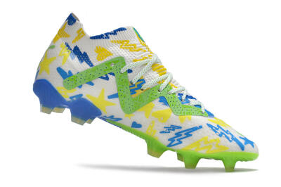 Puma Future Ultimate DNA FG Firm Ground Soccer Cleats - White/Blue/Yellow/Green