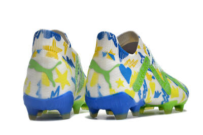 Puma Future Ultimate DNA FG Firm Ground Soccer Cleats - White/Blue/Yellow/Green