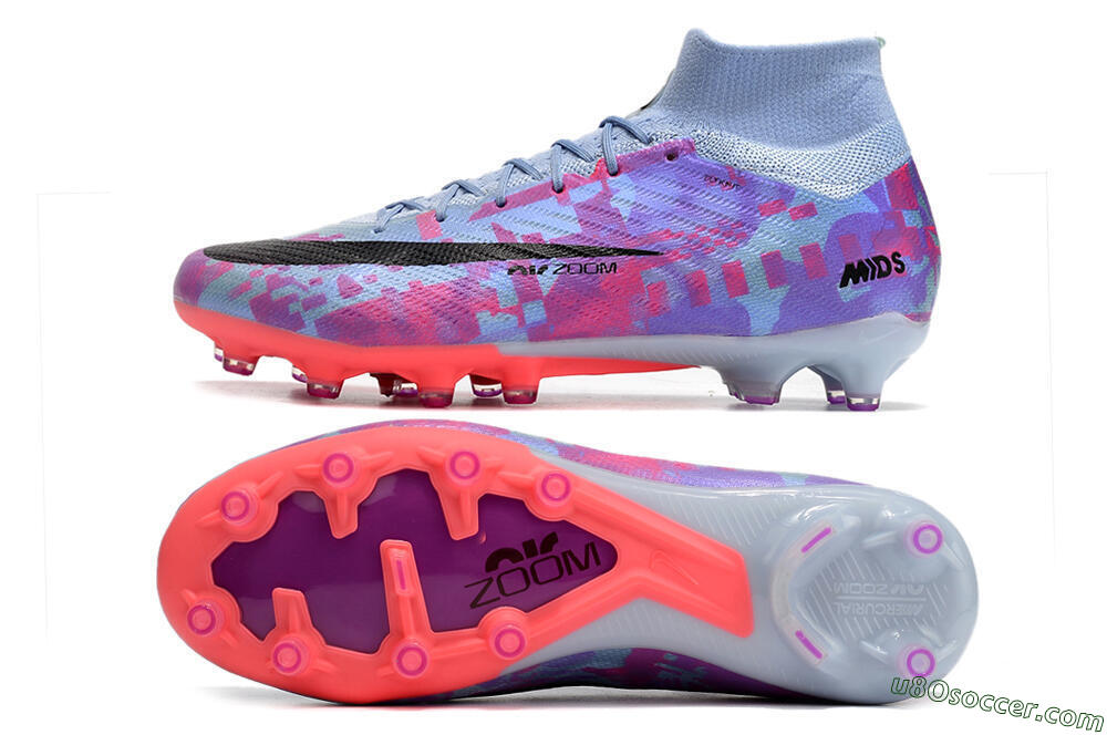 Nike Air Zoom Mercurial Superfly 9 Elite AG Artificial Grass Soccer Cleats - Blue/Purple/Pink 0