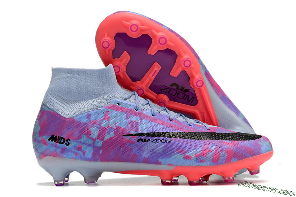 Nike Air Zoom Mercurial Superfly 9 Elite AG Artificial Grass Soccer Cleats - Blue/Purple/Pink 1
