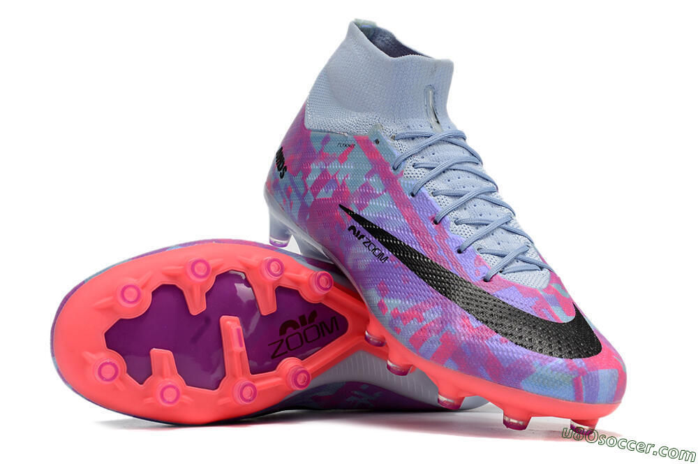 Nike Air Zoom Mercurial Superfly 9 Elite AG Artificial Grass Soccer Cleats - Blue/Purple/Pink 4