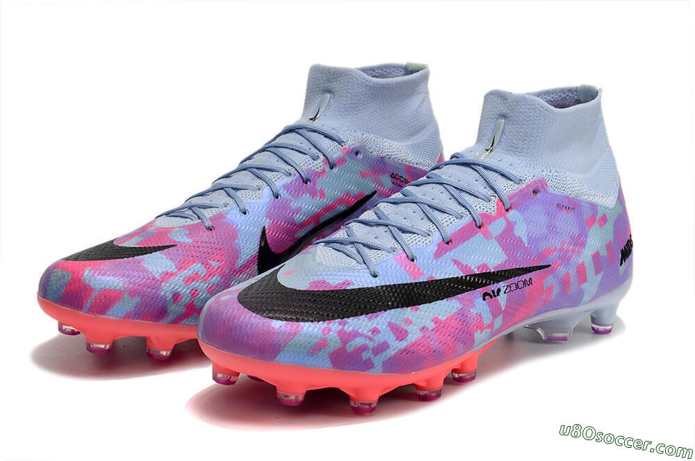 Nike Air Zoom Mercurial Superfly 9 Elite AG Artificial Grass Soccer Cleats - Blue/Purple/Pink 5