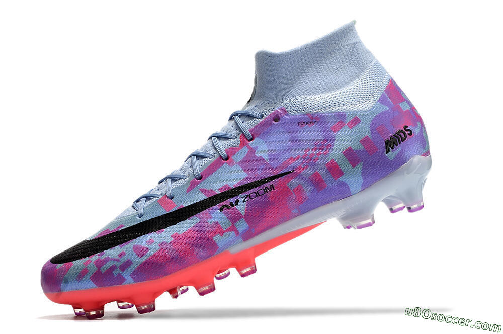 Nike Air Zoom Mercurial Superfly 9 Elite AG Artificial Grass Soccer Cleats - Blue/Purple/Pink 8