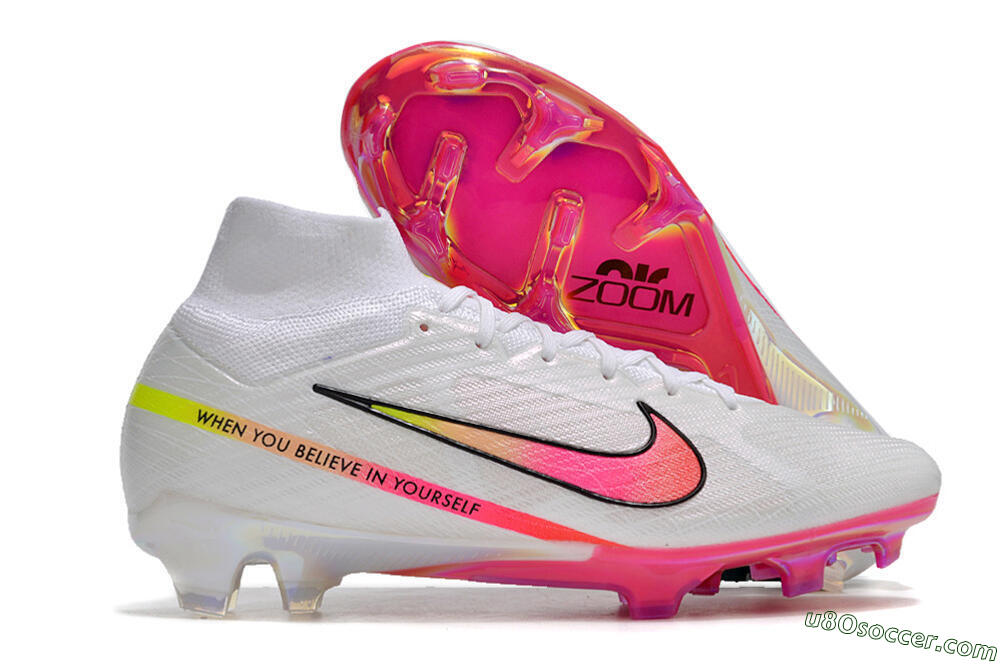 Nike Air Zoom Mercurial Superfly 9 Elite FG Firm Ground Soccer Cleats - White/Pink/Black 1