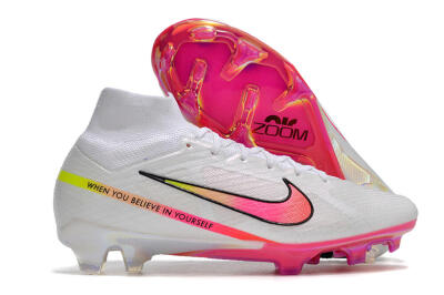 Nike Air Zoom Mercurial Superfly 9 Elite FG Firm Ground Soccer Cleats - White/Pink/Black