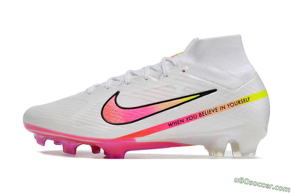 Nike Air Zoom Mercurial Superfly 9 Elite FG Firm Ground Soccer Cleats - White/Pink/Black 2