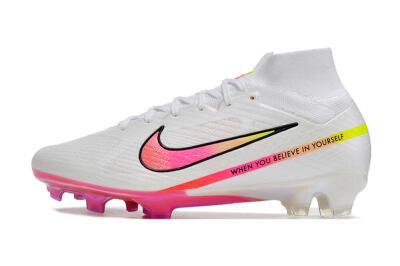 Nike Air Zoom Mercurial Superfly 9 Elite FG Firm Ground Soccer Cleats - White/Pink/Black
