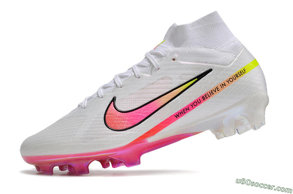 Nike Air Zoom Mercurial Superfly 9 Elite FG Firm Ground Soccer Cleats - White/Pink/Black 5