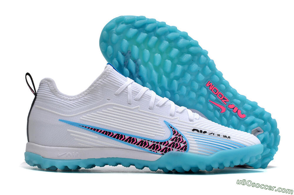 Nike Air Zoom Mercurial Vapor 15 Pro TF Artificial Turf Soccer Shoes - White/Blue/Pink 1