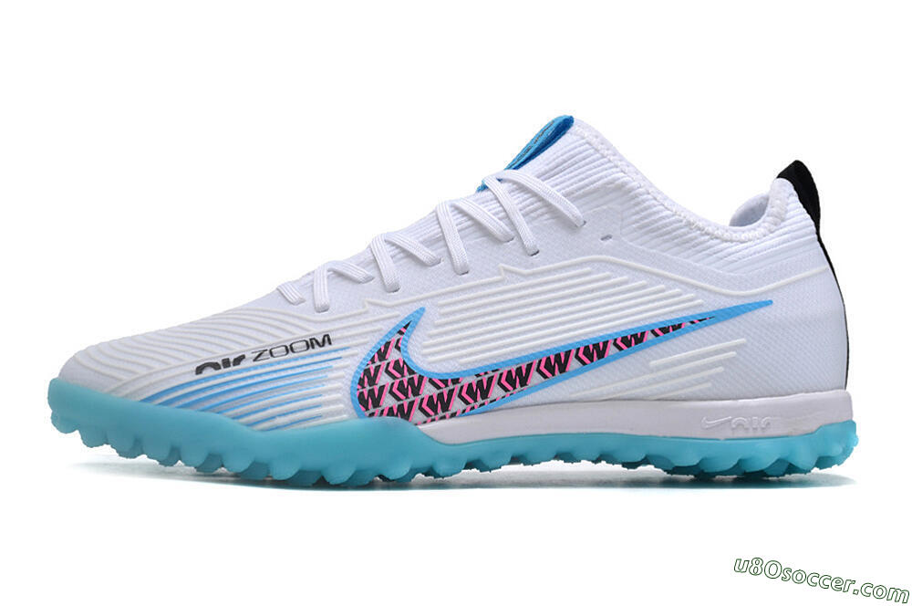 Nike Air Zoom Mercurial Vapor 15 Pro TF Artificial Turf Soccer Shoes - White/Blue/Pink 2