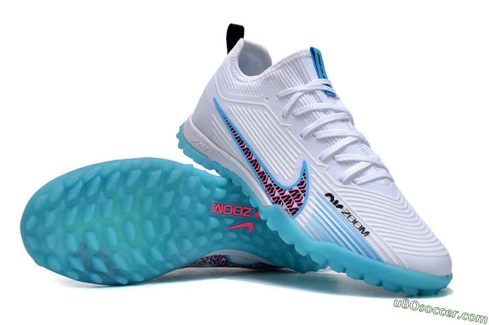 Nike Air Zoom Mercurial Vapor 15 Pro TF Artificial Turf Soccer Shoes - White/Blue/Pink 3