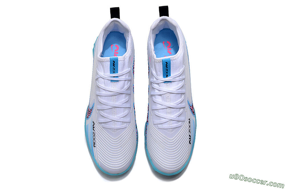 Nike Air Zoom Mercurial Vapor 15 Pro TF Artificial Turf Soccer Shoes - White/Blue/Pink 4