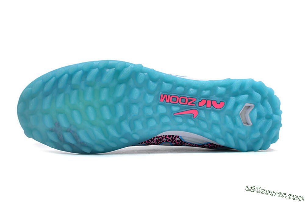 Nike Air Zoom Mercurial Vapor 15 Pro TF Artificial Turf Soccer Shoes - White/Blue/Pink 6