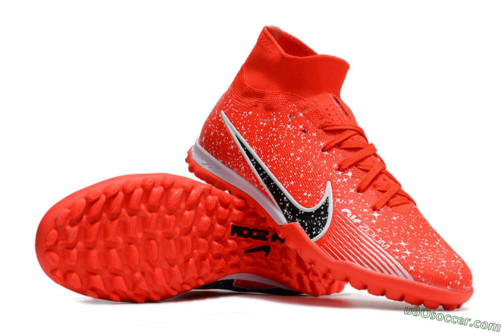 Nike Air Zoom Mercurial Superfly 9 Elite TF Artificial Turf Soccer Shoes - Red/White/Black 3