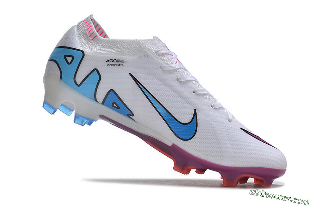 Nike AIR Zoom Mercurial Vapor 15 Elite FG Firm Ground Soccer Cleats - White/Blue/Orange 4