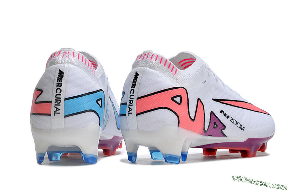 Nike AIR Zoom Mercurial Vapor 15 Elite FG Firm Ground Soccer Cleats - White/Blue/Orange 6