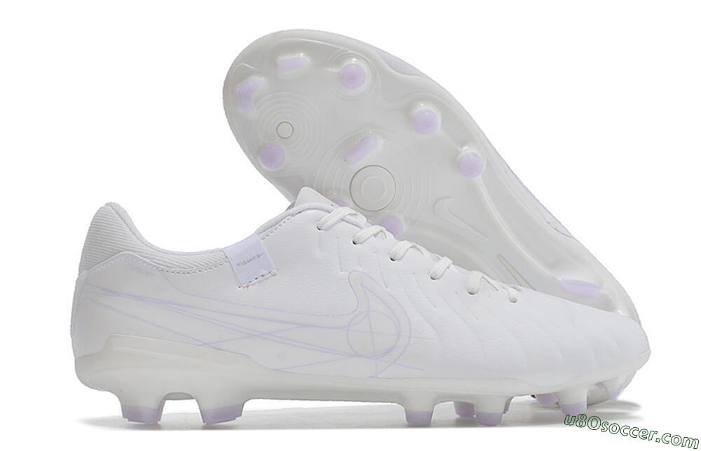 Nike Tiempo Legend 10 Academy FG Firm Ground Soccer Cleats - White/Purple 1