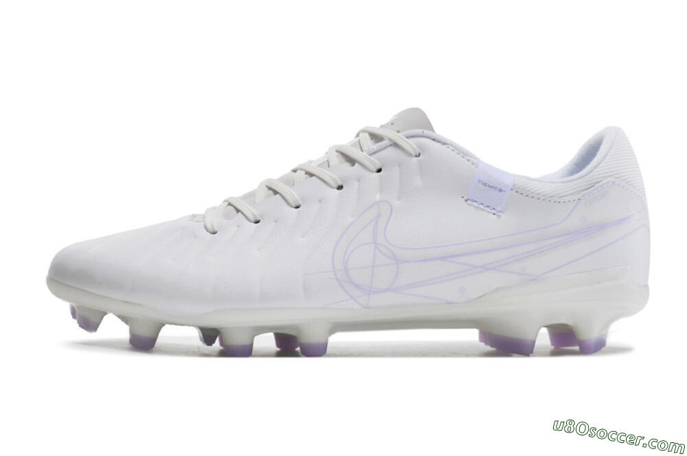 Nike Tiempo Legend 10 Academy FG Firm Ground Soccer Cleats - White/Purple 2