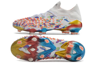 Adidas Predator Freak.1 Low FG Firm Ground Soccer Cleats - White/Blue/Orange/Gold