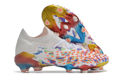 Adidas Predator Freak.1 Low FG Firm Ground Soccer Cleats - White/Blue/Orange/Gold