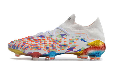 Adidas Predator Freak.1 Low FG Firm Ground Soccer Cleats - White/Blue/Orange/Gold