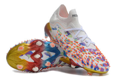 Adidas Predator Freak.1 Low FG Firm Ground Soccer Cleats - White/Blue/Orange/Gold