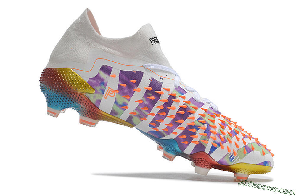 Adidas Predator Freak.1 Low FG Firm Ground Soccer Cleats - White/Blue/Orange/Gold 4