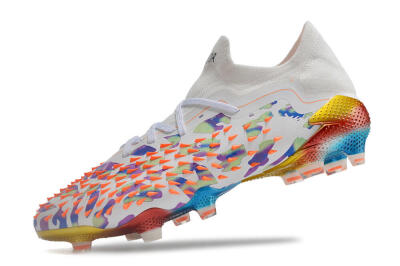 Adidas Predator Freak.1 Low FG Firm Ground Soccer Cleats - White/Blue/Orange/Gold