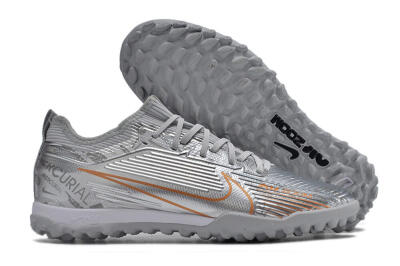 Nike Air Zoom Mercurial Vapor 15 Pro TF Artificial Turf Soccer Shoes - Silver/Gold/Black