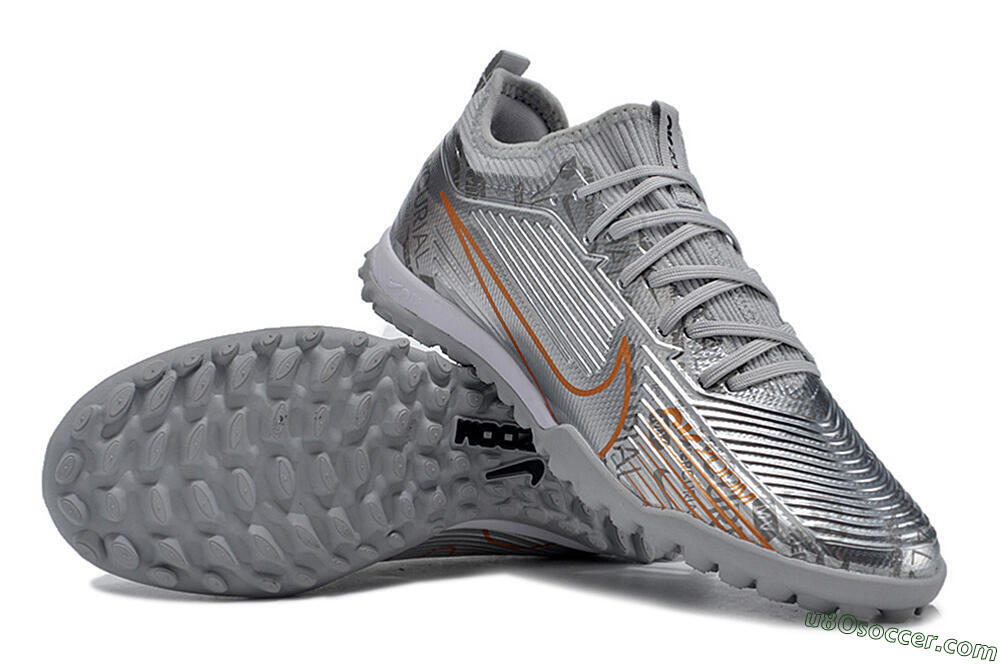 Nike Air Zoom Mercurial Vapor 15 Pro TF Artificial Turf Soccer Shoes - Silver/Gold/Black 3
