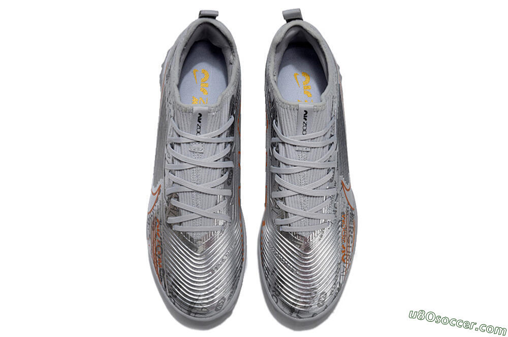 Nike Air Zoom Mercurial Vapor 15 Pro TF Artificial Turf Soccer Shoes - Silver/Gold/Black 4