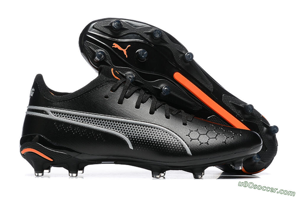 Puma King Ultimate Icon MG Multi Ground Soccer Cleats - Black/Silver/Orange 1