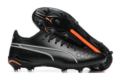 Puma King Ultimate Icon MG Multi Ground Soccer Cleats - Black/Silver/Orange