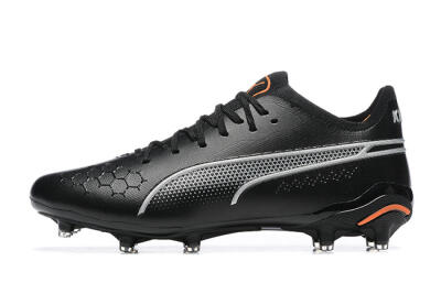 Puma King Ultimate Icon MG Multi Ground Soccer Cleats - Black/Silver/Orange