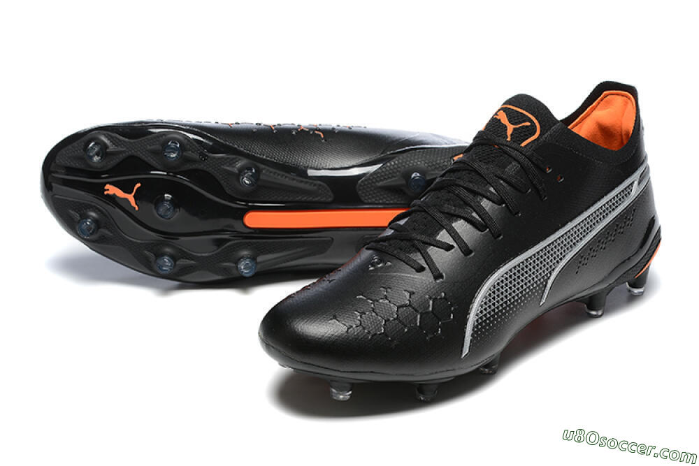 Puma King Ultimate Icon MG Multi Ground Soccer Cleats - Black/Silver/Orange 3