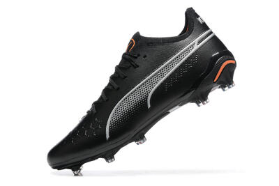 Puma King Ultimate Icon MG Multi Ground Soccer Cleats - Black/Silver/Orange